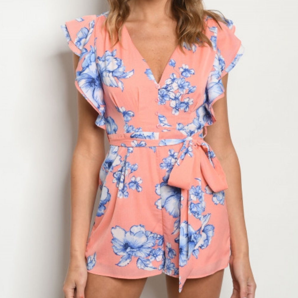 Coral color romper
